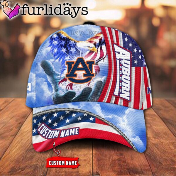 Auburn Tigers NCAA Under God Eagle American Flag Hand Of God Custom Baseball Cap