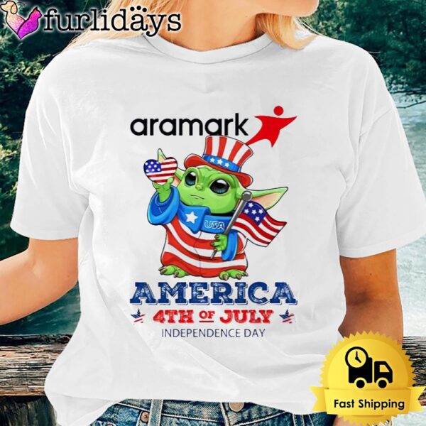 Baby Yoda Aramark America 4th Of July Unsiex T-Shirt