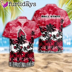 Ball State Cardinals Palms Tree Hawaiian Shirt