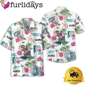Blink 182 Skeleton Hibiscus Flower Hawaiian Shirt