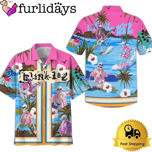 Blink 182 Skull Pink Hawaiian Shirt