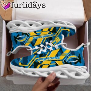 Custom Name NFL Los Angeles Chargers Clunky Camo Max Soul Shoes