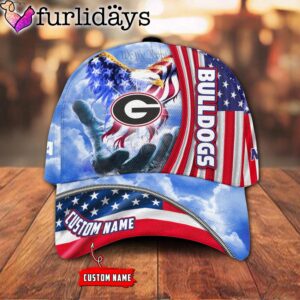 Georgia Bulldogs NCAA Under God Eagle American Flag Hand Of God Custom Baseball Cap