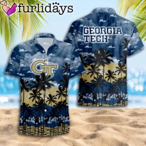 Georgia Tech Yellow Jackets Palms Tree Hawaiian Shirt