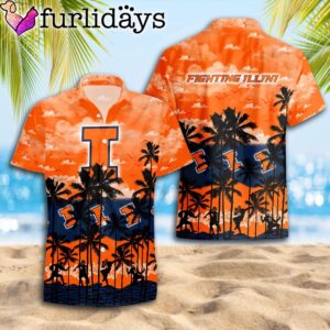 Illinois Fighting Illini Palms Tree Hawaiian Shirt