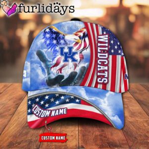 Kentucky Wildcats NCAA Under God Eagle American Flag Hand Of God Custom Baseball Cap