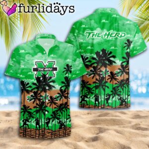 Marshall Thundering Herd Palms Tree Hawaiian Shirt