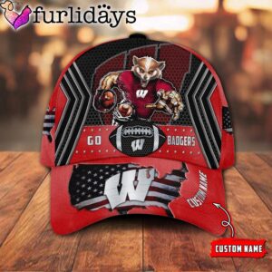 NCAA Wisconsin Badgers Football Custom Name Baseball Cap