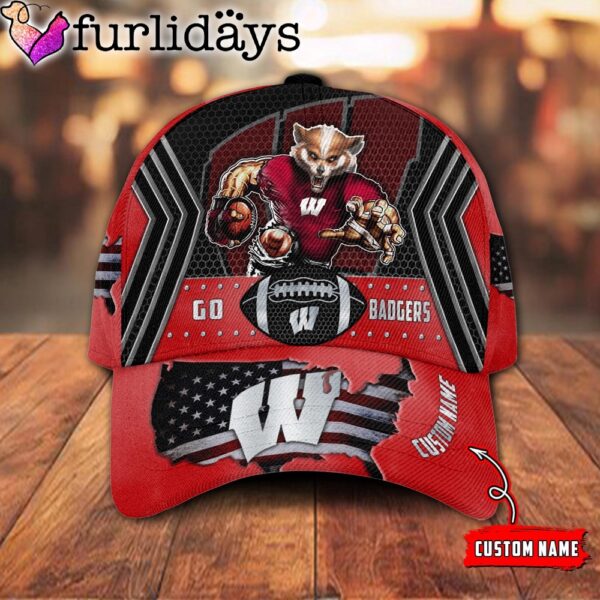 NCAA Wisconsin Badgers Football Custom Name Baseball Cap