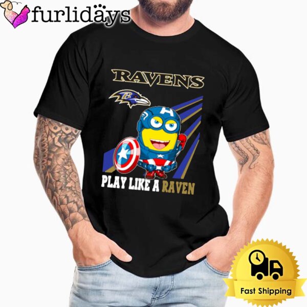 NFL Baltimore Ravens Captain America Minion Play Like A Raven Unisex T-Shirt