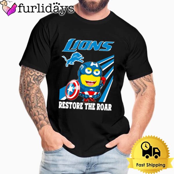 NFL Detroit Lions Captain America Minion Restore The Roar Unisex T-Shirt