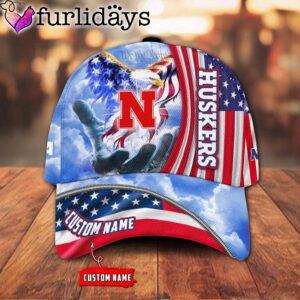 Nebraska Cornhuskers NCAA Under God Eagle American Flag Hand Of God Custom Baseball Cap