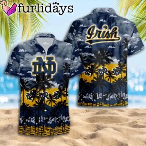 Notre Dame Fighting Irish Palms Tree Hawaiian Shirt