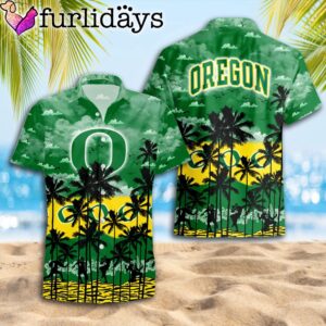 Oregon Ducks Palms Tree Hawaiian Shirt