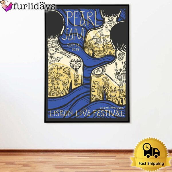 Pearl Jam Dark Matter World Tour At Lisbon Live Festival Portugal On July 13th 2024 Poster Canvas