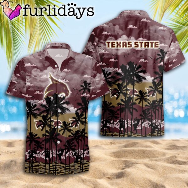 Texas State Bobcats Palms Tree Hawaiian Shirt