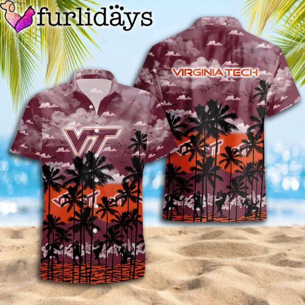 Virginia Tech Hokies Palms Tree Hawaiian Shirt