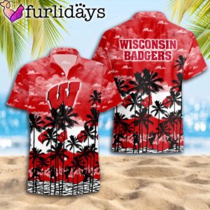 Wisconsin Badgers Palms Tree Hawaiian Shirt