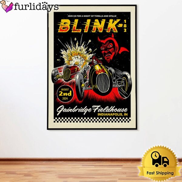 Blink 182 Tour On Aug 2024 Gainbridge Fieldhouse Indianapolis IN Poster Canvas