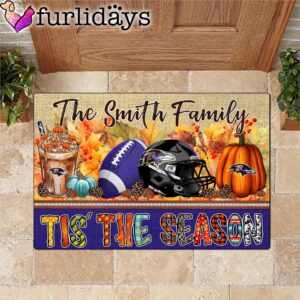 Custom Name Baltimore Ravens Tis The Season Doormat