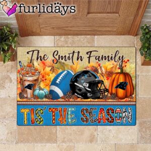 Custom Name Carolina Panthers Tis The Season Doormat