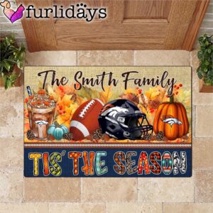 Custom Name Denver Broncos Tis The Season Doormat