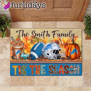 Custom Name Detroit Lions Tis The Season Doormat