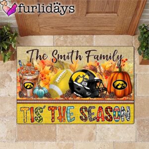 Custom Name Iowa Hawkeyes Tis The Season Doormat