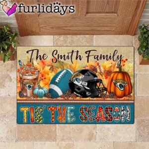 Custom Name Jacksonville Jaguars Tis The Season Doormat