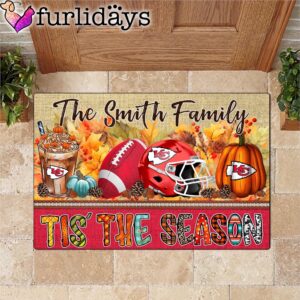 Custom Name Kansas City Chiefs Tis The Season Doormat