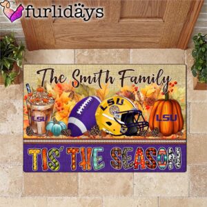 Custom Name LSU TIGERS Tis The Season Doormat