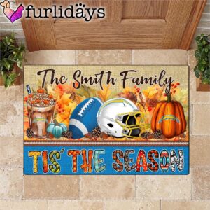 Custom Name Los Angeles Chargers Tis The Season Doormat