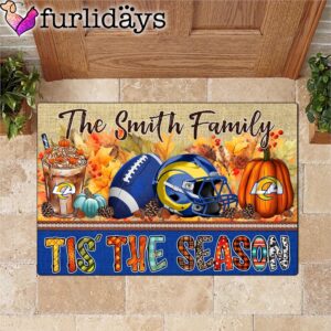 Custom Name Los Angeles Rams Tis The Season Doormat