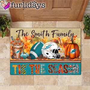 Custom Name Miami Dolphins Tis The Season Doormat