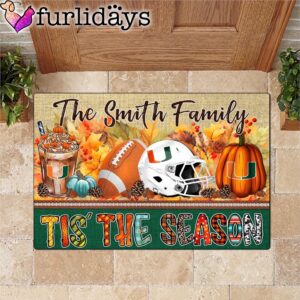 Custom Name Miami Hurricanes Tis The Season Doormat