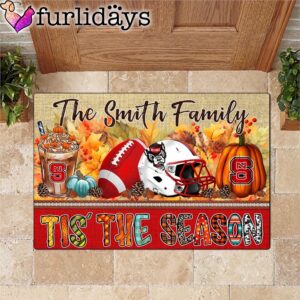 Custom Name NC State Wolfpack Tis The Season Doormat