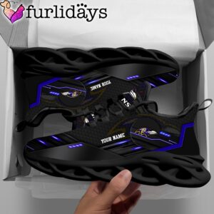 Custom Name NFL Baltimore Ravens Black Clunky Max Soul Shoes