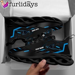 Custom Name NFL Carolina Panthers Black Clunky Max Soul Shoes