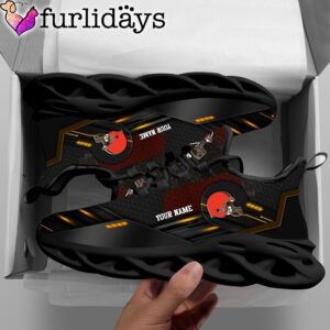 Custom Name NFL Cleveland Browns Black Clunky Max Soul Shoes