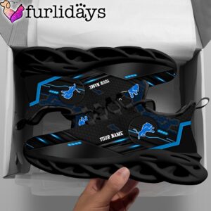 Custom Name NFL Detroit Lions Black Clunky Max Soul Shoes