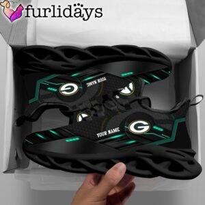 Custom Name NFL Green Bay Packers Black Clunky Max Soul Shoes