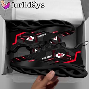 Custom Name NFL Kansas City Chiefs Black Clunky Max Soul Shoes