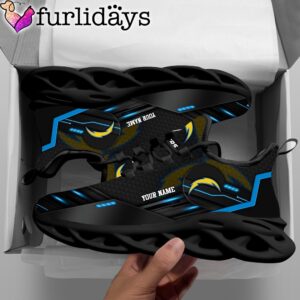 Custom Name NFL Los Angeles Chargers Black Clunky Max Soul Shoes