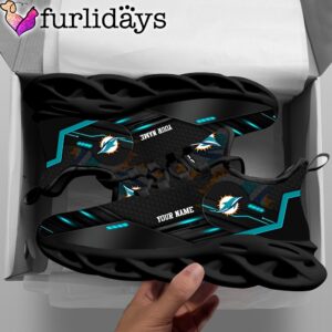 Custom Name NFL Miami Dolphins Black Clunky Max Soul Shoes