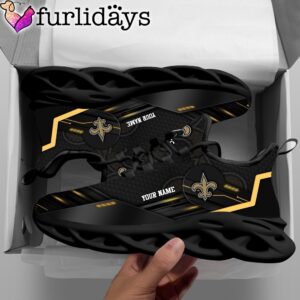 Custom Name NFL New Orleans Saints Black Clunky Max Soul Shoes