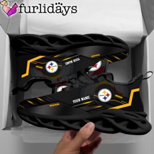 Custom Name NFL Pittsburgh Steelers Black Clunky Max Soul Shoes