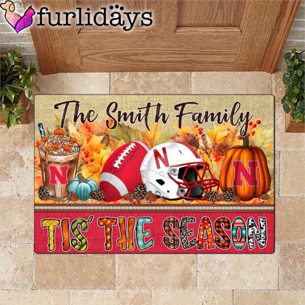 Custom Name Nebraska Cornhuskers Tis The Season Doormat