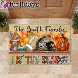 Custom Name New Orleans Saints Tis The Season Doormat