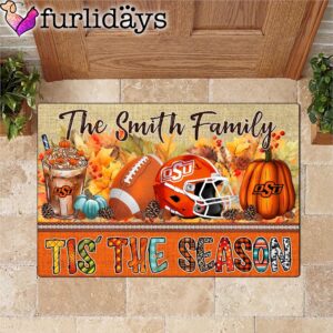 Custom Name Oklahoma State Cowboys Tis The Season Doormat