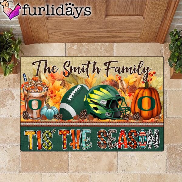 Custom Name Oregon Ducks Tis The Season Doormat